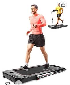 lot 55218 image: LSRZSPORT Under Desk Treadmill, 2.5HP 2 in 1 Foldable Portable Treadmill with Speaker Remote Control & LED Display Walking Pad Jogging Electric Folding Treadmills for Home Office (Retail $269.99)