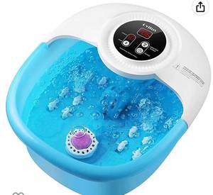 lot 55219 image: Ovitus Foot Bath Spa Massager with Heat, Bubble, Vibration, 14 Massage Rollers, Pedicure Foot Soak with Pumice Stone, Adj Temp & Timing, Multi-Modes Foot Spa(Retail $56.99)