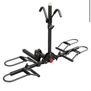 lot 55221 image: Young 2-Bike Rack Hitch Mount Platform Style for Cars Trucks SUVs Minivans, fits MTB Gravel Road Bike with Up to 5-inch Fat Tire Carrier Rack 200 lb Capacity - 2 Hitch Receiver (Retail $249.99)