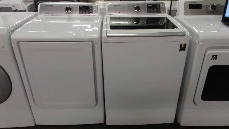 Set Samsung White Top Loader Washer Dryer Moisture Control Vrt Series Appliance Mart Factory Washer Dryer Oven Refrigerator Auction Equip Bid