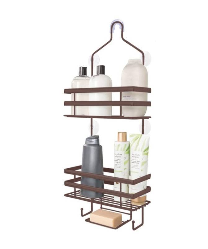 Gorilla Grip Anti-Swing Oversized Shower Caddy, Rust Resistant Organizer,  Holds 11 Lbs, Strong Suction Cups, Hooks, Easy Hanging