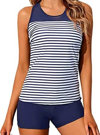 Yonique Two Piece Tankini Swimsuits for Women with Shorts Athletic