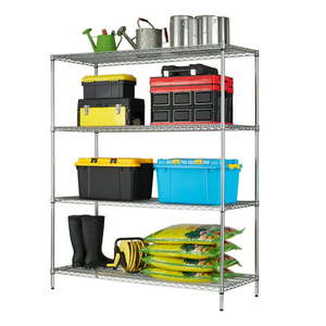 lot 1583 image: Hyper Tough 24 Dx60 Wx72 H 4 Shelf Commercial Wire Shelving Chrome Steel Each Shelf Capacity 1000 lbs