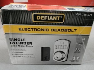 lot 1606 image: Defiant Single Cylinder Castle Electronic Keypad Deadbolt Satin Nickel