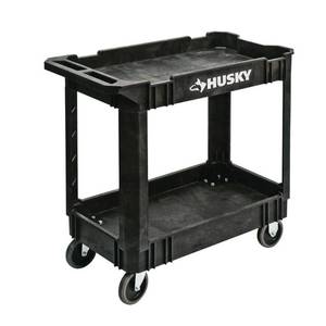 lot 1627 image: Husky 2-Tier Plastic 4-Wheeled Service Cart in Black