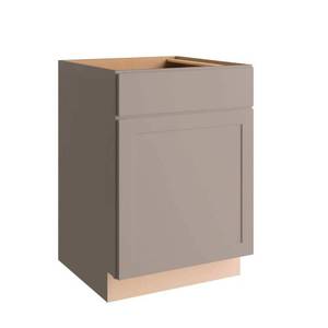 lot 2574 image: Hampton Bay Courtland Shaker Assembled 24 in. x 34.5 in. x 24 in. Stock Base Kitchen Cabinet in Sterling Gray Finish