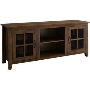 lot 1571 image: Classic Glass Door TV Console for TVs up to 65 in Dark Walnut