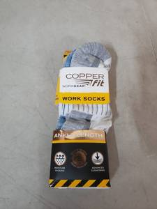 lot 2602 image: Copper Fit Unisex Copper Infused Ankle length Socks - 3 Pack ,White, LargeX-Large (B01BJNSRG0)