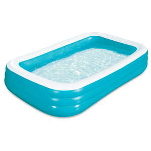 lot 5216 image: 10-Foot Rectangular Inflatable Family Pool Blue Ages 6 and Up Unisex