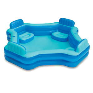 lot 5218 image: Square Inflatable Deluxe Comfort Family Pool Blue Ages 6 and Up Unisex