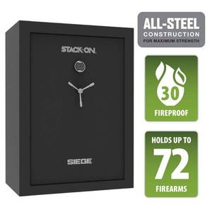 lot 5160 image: STACK-ON Siege 72-Gun Fireproof with Electronic Lock Gun Safe, Black