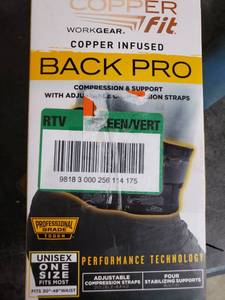 lot 5179 image: Copper Fit Work Gear Back Pro One Size Fits Most