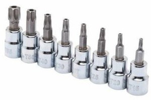 lot 2592 image: Husky Torx Bit Socket Set 8 pc 38 Inch Drive Tamper Proof Tool SAE Chrome Finish