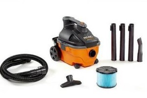 lot 2621 image: RIDGID 4 Gallon 5.0 Peak HP Portable WetDry Shop Vacuum with Fine Dust Filter, Locking Hose and Accessories, OrangesPeaches