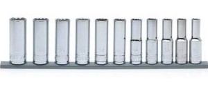 lot 2629 image: Husky 12 in. Drive Deep Metric Socket Set (11-Piece)