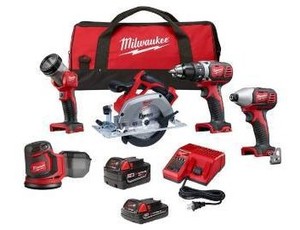lot 2645 image: 1 Set Milwaukee 2696-25 M18 5-Piece Cordless Tool Combo Kit- Retail $464.99