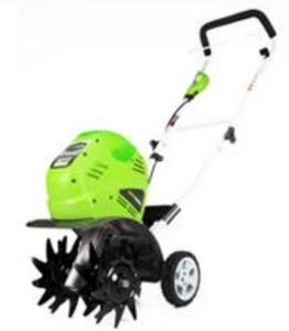 lot 1568 image: Greenworks 10-Inch 40V Cordless Cultivator, Battery Not Included 27062A