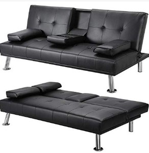 lot 1569 image: Yaheetech Black Adjustable Futon 611171- Retail $239.99