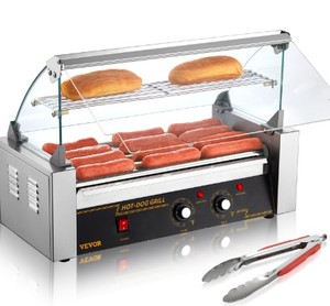 lot 5203 image: VEVOR Hot Dog Roller 5 Rollers 12 Hot Dogs Capacity, 750W Stainless Sausage Grill Cooker Machine