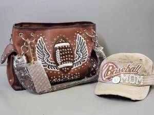 lot 54 image: NEW Football Mom Purse & Baseball Mom Ball Cap