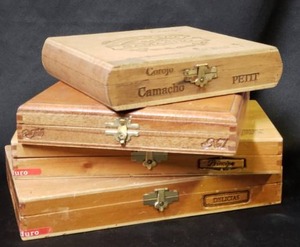 lot 74 image: (3) Wood Cigar Boxes