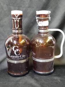 lot 77 image: (2) Granite City Amber Beer Growler WHandle Reseal top Collectable Growler 13X5.5