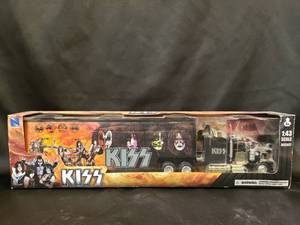 lot 113 image: New 143 NEWRAY Truck & Trailer Collection - Black Kenworth KISS Toys Diescast