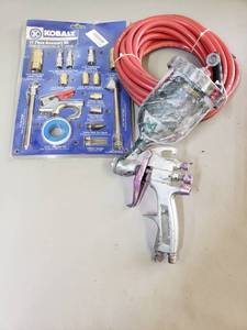lot 121 image: NEW IN PACKAGE Air Tool Accessories, NEW 300psi Hose, & Spray Gun