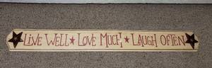 lot 137 image: 4 ft Wall Hanging Live Well, Love Much, Laugh Often