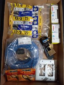 lot 159 image: NEW Electrical Wire, Paddle Light Switches, Trailer Coupler Lock, Toe Warmers, CAT Cable