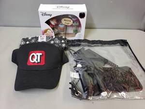lot 208 image: Goody Box Including Cooling Handkerchief, Disney Miniatures, Casino Kit , QT Ball Cap