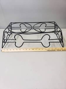 lot 231 image: 17 Large Dog Bowl Holder, Cream Colored Curtain Rod Pocket 42 Wide 84 Long Panels 2 Picture Frames