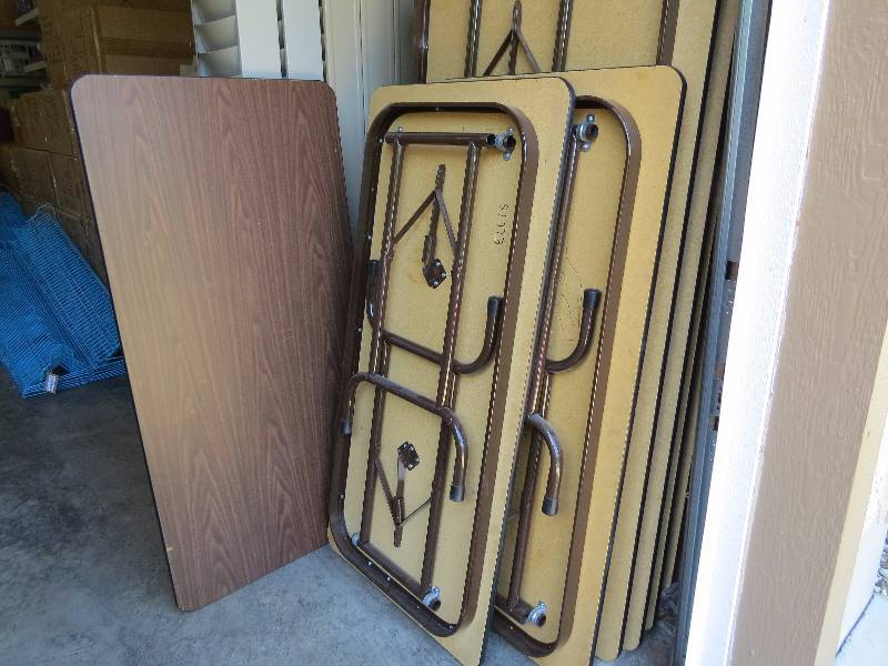 lot 12 image: Three 4 x 24 Wood Tables