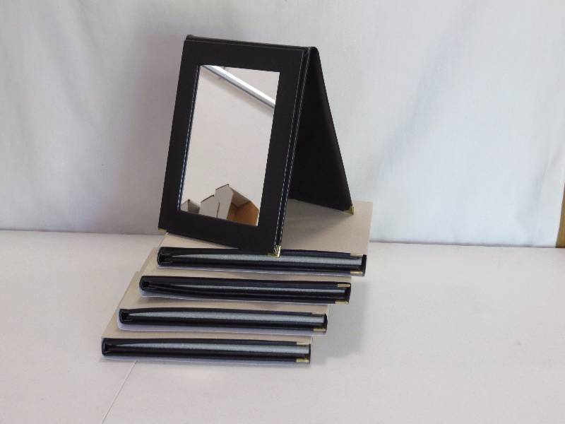 lot 160 image: Lot of 5 Black Faux Leather Mirrors