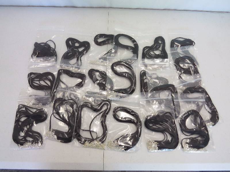 lot 202 image: Lot of 200 15 Black Faux Suede Necklaces