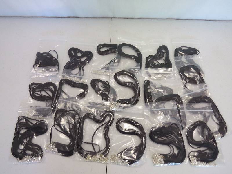 lot 204 image: Lot of 200 15 Black Faux Suede Necklaces