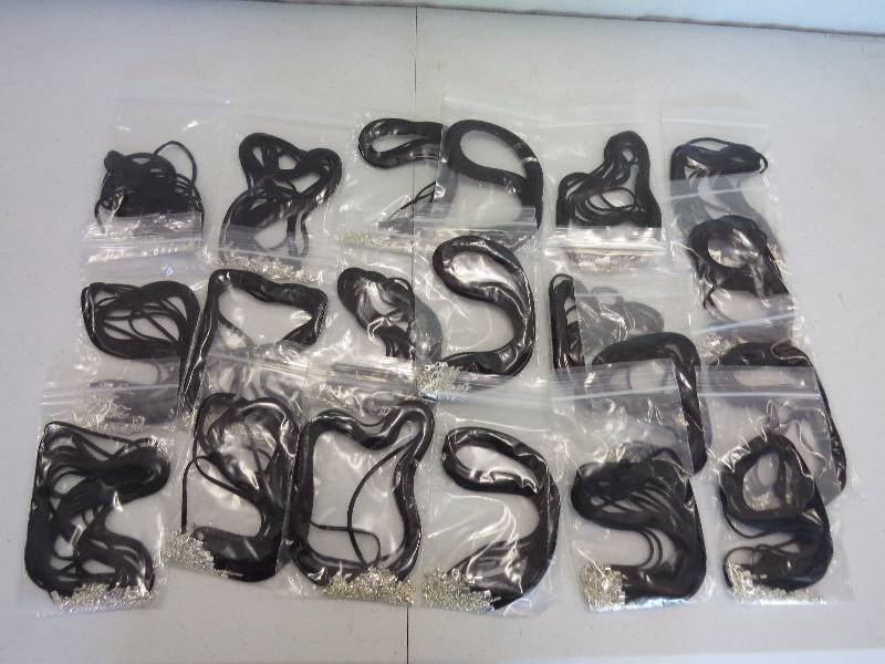 lot 205 image: Lot of 200 15 Black Faux Suede Necklaces