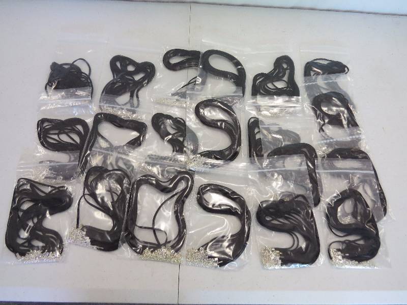 lot 206 image: Lot of 200 15 Black Faux Suede Necklaces