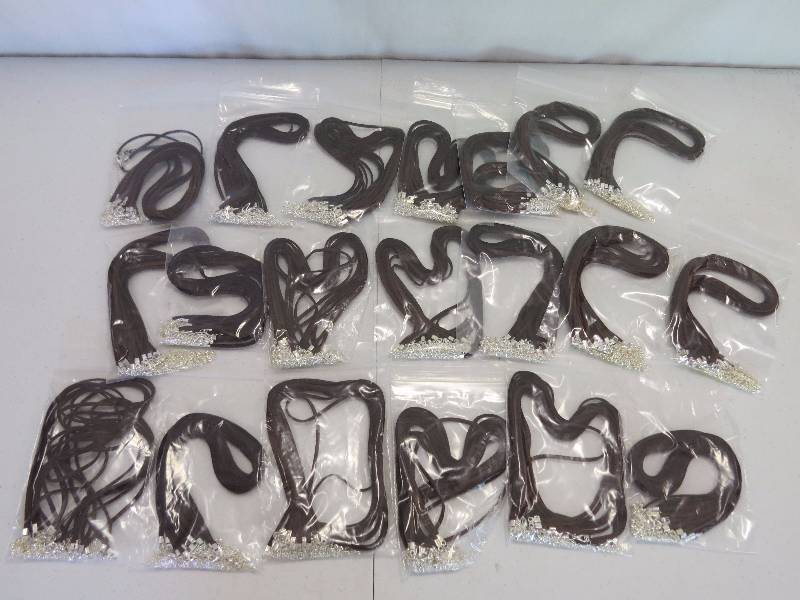 lot 209 image: Lot of 200 15 Dark Brown Faux Suede Necklaces
