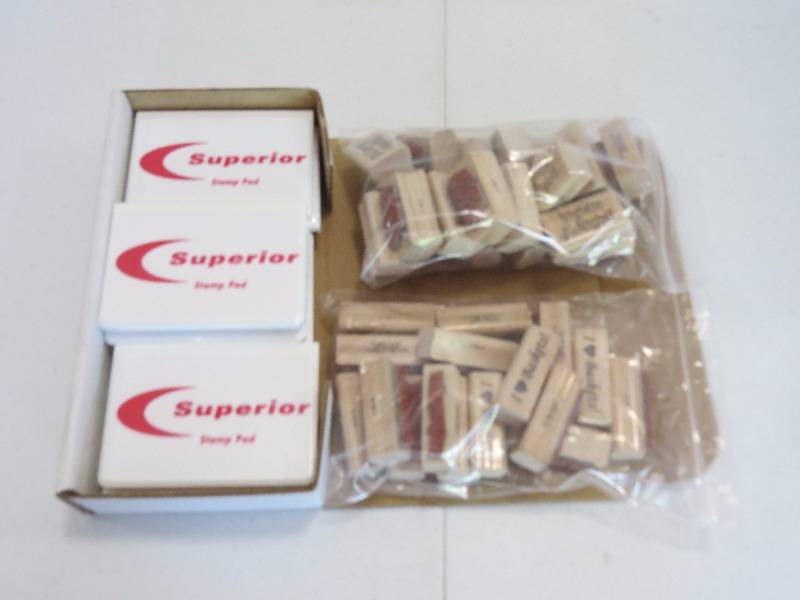 lot 230 image: Lot of Rubber Art Stamps and Red Ink Pads