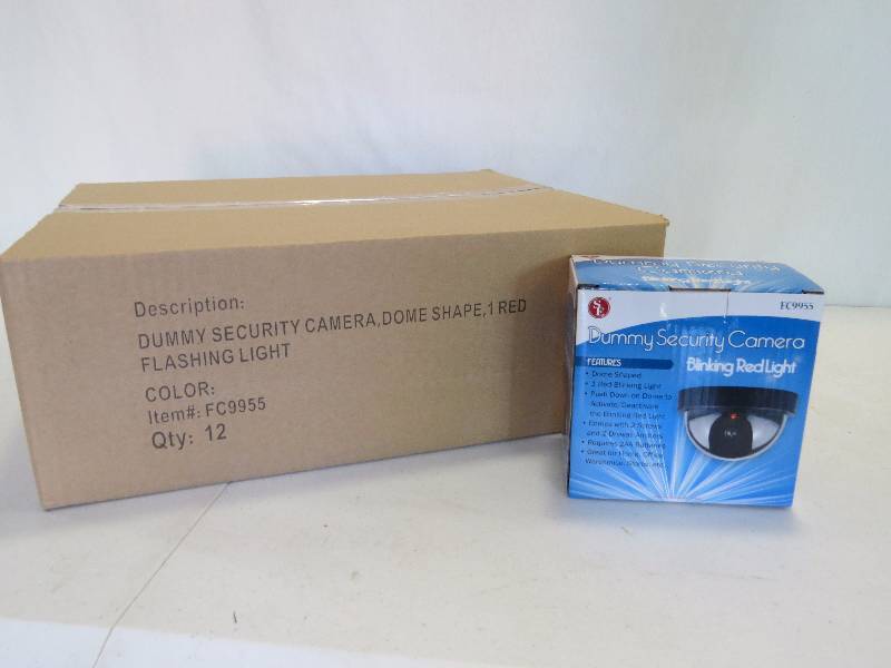 lot 260 image: Lot of 12 Dummy Security Dome Cameras - Blinking Red Light