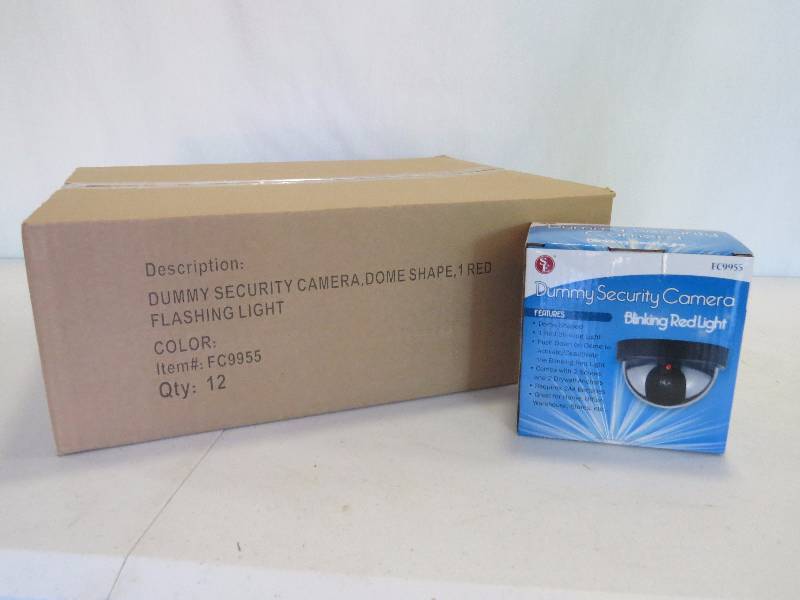 lot 261 image: Lot of 12 Dummy Security Dome Cameras - Blinking Red Light