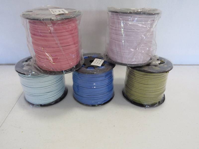 lot 280 image: Lot of 5 100 yard spools of faux suede cord