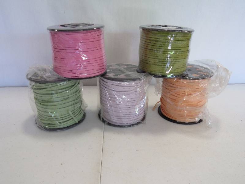lot 281 image: Lot of 5 100 yard spools of faux suede cord