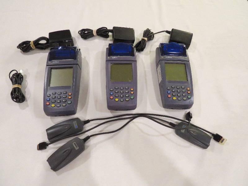 lot 350 image: Lot of 3 Handheld Credit Card Machines