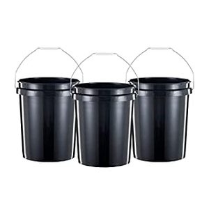 lot 45565 image: United Solutions 5 Gallon Bucket Heavy Duty Plastic Bucket Comfortable Handle Easy to Clean Perfect for on The Job Home Improvement or Household Cleaning Black (B09KYH72PN)