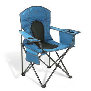 lot 45598 image: ARROWHEAD OUTDOOR Portable Folding Camping Quad Chair w 4-Can Cooler Cup-Holder Heavy-Duty Carrying Bag Padded Armrests Supports up to 330lbs USA-Based Support (Blue)