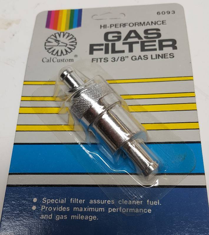 lot 7441-2 image: New Chrome aluminum serviceable performance inline fuel gas filter for 38 hose includes chrome clamps