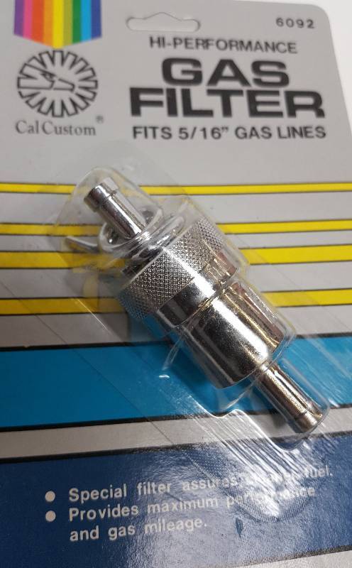lot 7442-2 image: New Chrome aluminum serviceable performance inline fuel gas filter for 516 hose includes chrome clamps
