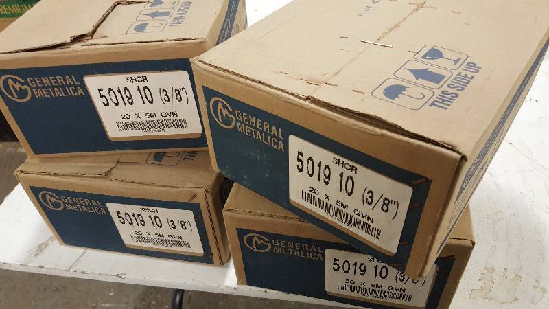 lot 7432 image: 4 cases of 100 M (100,000 staples in each of these cases) General Metalica SHCR 5019 10 Galvanized 38-inch staples